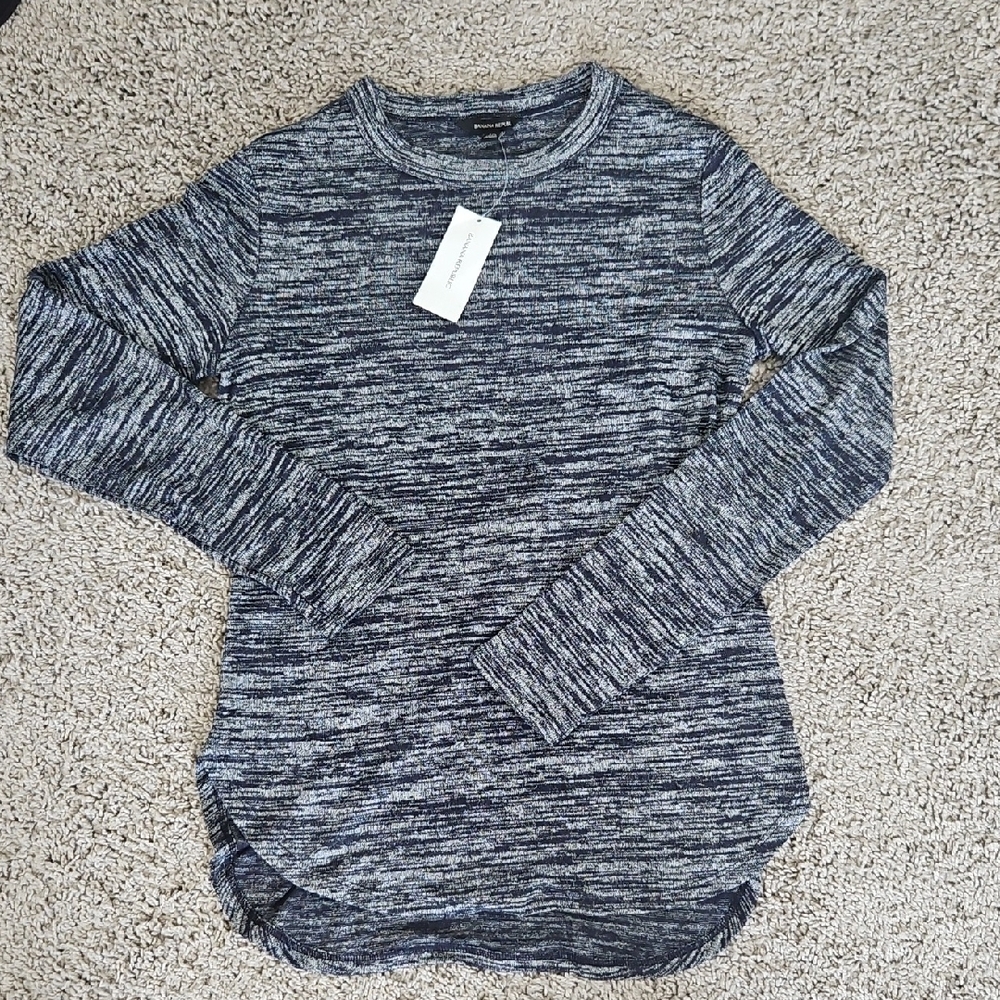NWT Banana Republic Crewneck Pullover Long Sleeves Top Blue Gray Size XS